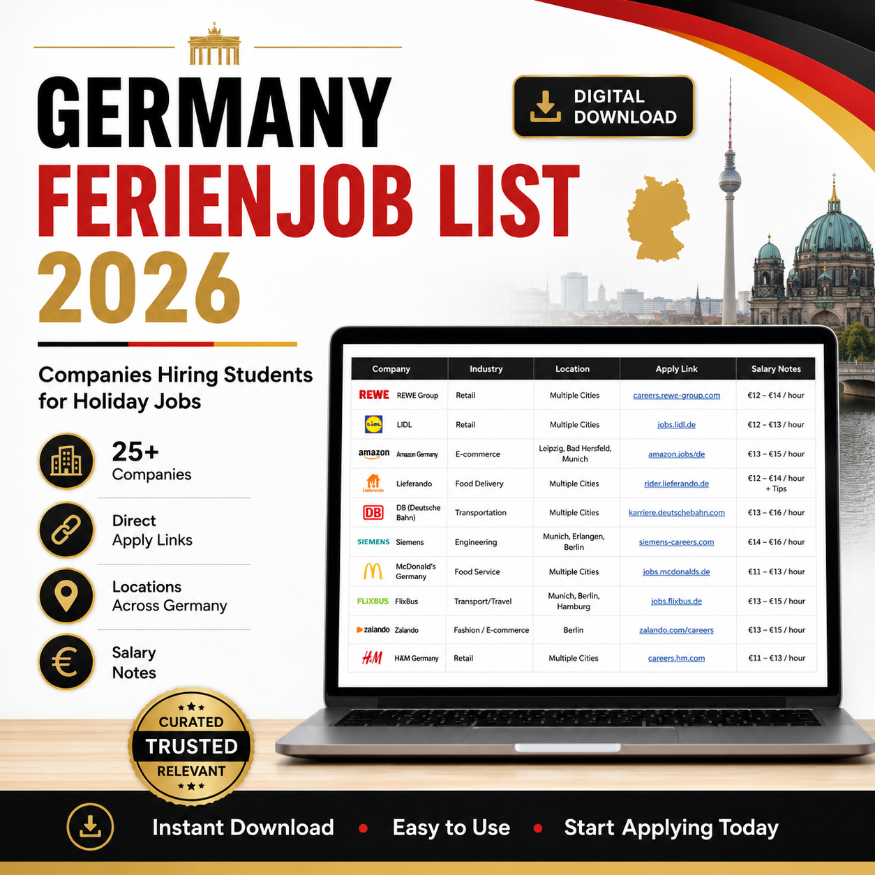 Germany Ferienjob List 2026: 30+ Companies Hiring Students for Holiday Jobs